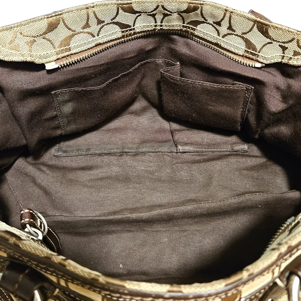 Vtg Coach 05079 Brown Soho Signature Jacquard Leather Satchel Purse Shoulder Bag